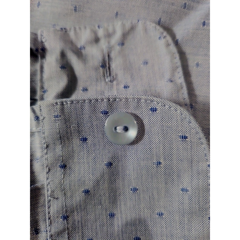Foxcroft Womens Blue Wrinkle Free Button Down Shirt Size 14 Geometric Dot 101007 - Picture 6 of 10